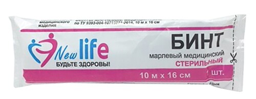 Купить Бинт марлевый медицинский стерильный new life 10 мх16 см цена