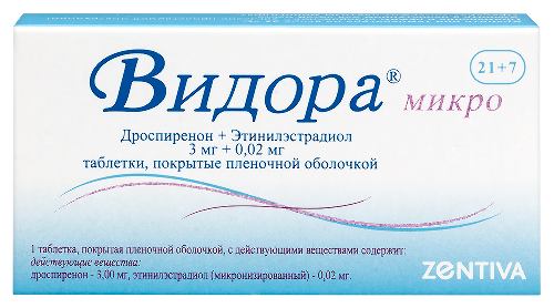 Видора микро 3 мг + 0,02 мг 28 шт. таблетки, покрытые пленочной оболочкой