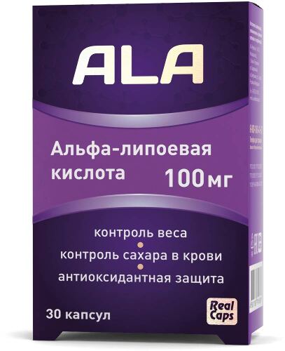 Купить Альфа-липоевая кислота (ala) 100 мг 30 шт. капсулы массой 1500 мг цена
