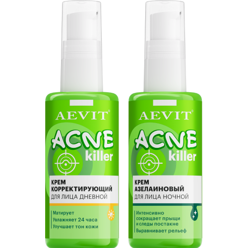 Набор AEVIT ACNEKILLER: дневной + ночной крем для жирной кожи, склонной к акне