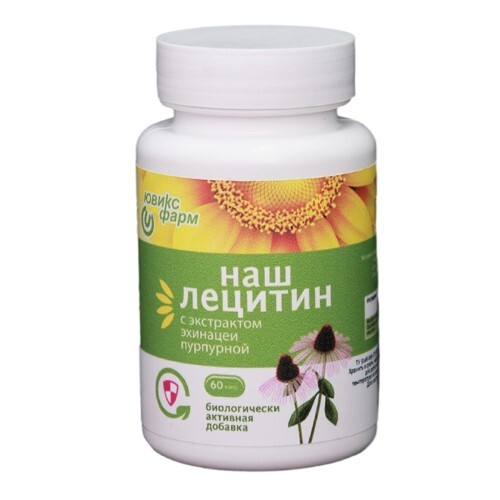 Лецитин наш с экстрактом эхинацеи пурпурной 60 шт. капсулы массой 350 мг - цена 501.70 руб., купить в интернет аптеке в Новосибирске Лецитин наш с экстрактом эхинацеи пурпурной 60 шт. капсулы массой 350 мг, инструкция по применению