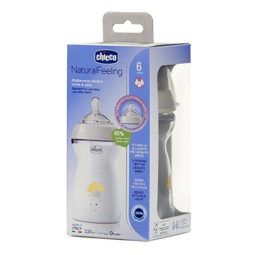 Chicco natural feeling бутылочка полипропиленовая+соска силиконовая с флексорами 6+ 330 мл