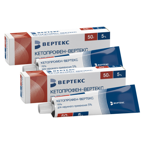 Набор из 2х уп. КЕТОПРОФЕН-ВЕРТЕКС 5% 50,0 ГЕЛЬ Д/НАРУЖ ПРИМ