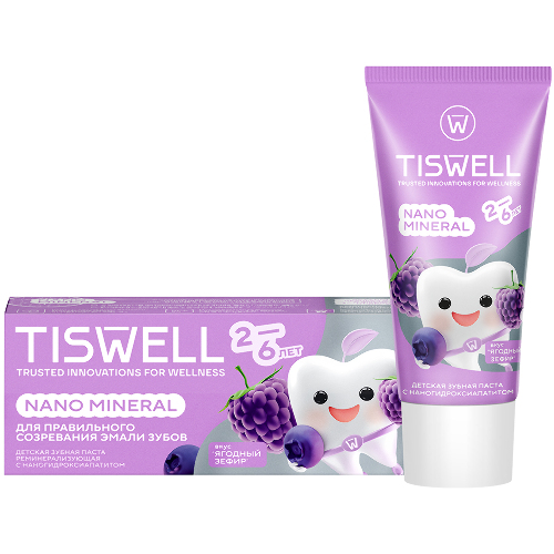 Tiswell зубная паста реминерализующая с наногидроксиапатитом детская с 2 лет 60 гр/ягодный зефир