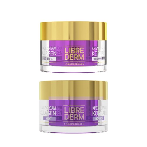 Набор Librederm Коллаген (Collagen): крем для лица дневной SPF15 + ночной