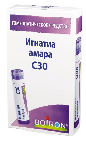 Купить Игнатиа амара c30 гомеопатический монокомпонентный препарат растительного происхождения гранулы гомеопатические 4 гр цена