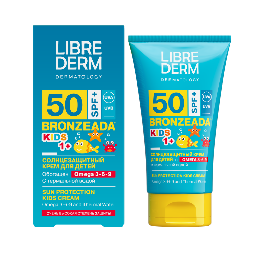 Librederm bronzeada солнцезащитный крем для детей spf50+ с омега 3-6-9 и термальной водой 150 мл