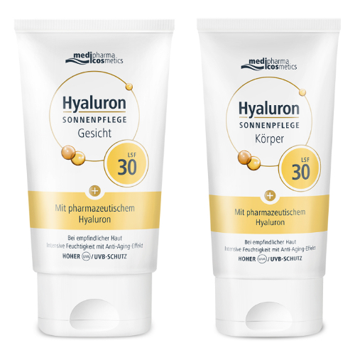 Набор MEDIPHARMA COSMETICS HYALURON: КРЕМ ДЛЯ ЛИЦА СОЛНЦЕЗАЩИТНЫЙ SPF30 50МЛ + КРЕМ ДЛЯ ТЕЛА СОЛНЦЕЗАЩИТНЫЙ SPF30 150МЛ