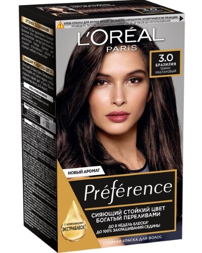 Loreal paris preference краска стойкая для волос в наборе оттенок 3.0 /бразилия/