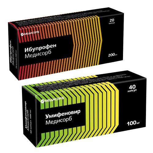 Набор ИБУПРОФЕН МЕДИСОРБ 0,2 N20 КАПС +УМИФЕНОВИР МЕДИСОРБ 0,1 МГ №40 КАПС