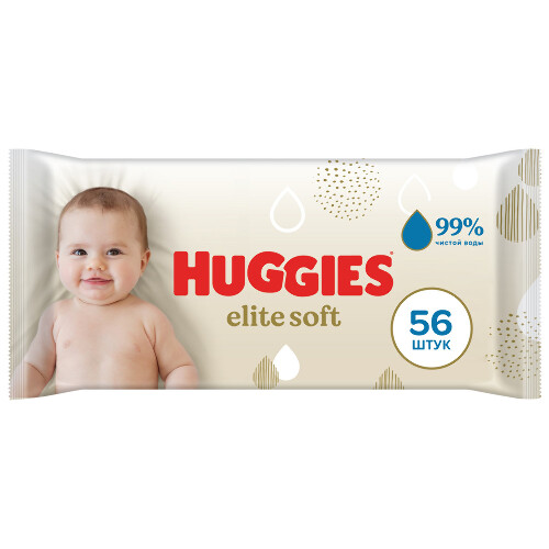 Купить Влажные салфетки Huggies Elite Soft для новорожденных 56шт цена