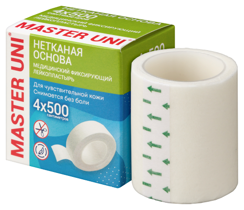 Лейкопластырь master uni медицинский фиксирующий на нетканой основе 4x500 см