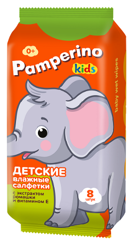 Pamperino kids салфетки влажные детские с экстрактом ромашки и витамином е 8 шт.
