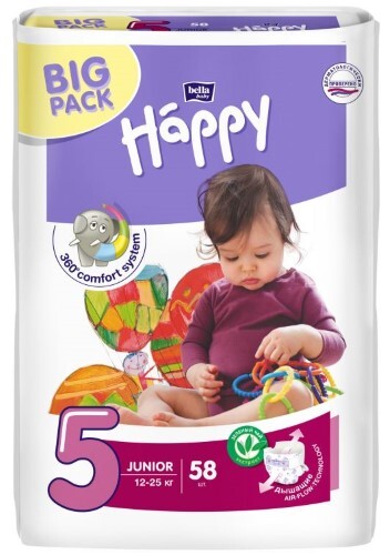 Купить BELLA BABY HAPPY ПОДГУЗНИКИ ДЕТСКИЕ РАЗМЕР 5 JUNIOR 12-25КГ N58 цена