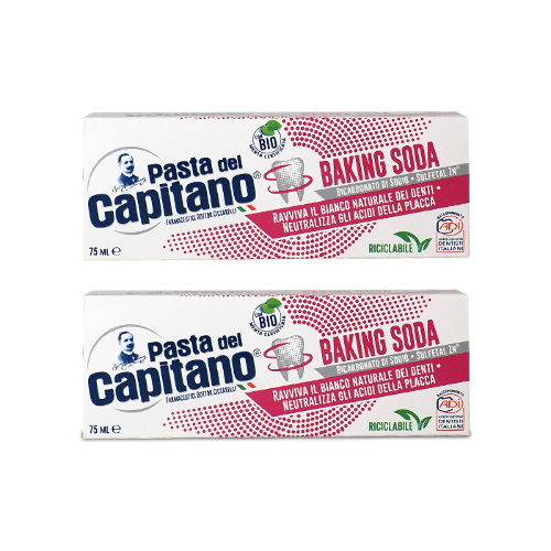 НАБОР PASTA DEL CAPITANO ЗУБНАЯ ПАСТА ДЛЯ ДЕЛИКАТНОГО ОТБЕЛИВАНИЯ С СОДОЙ 75МЛ 2 УП. ПО ВЫГОДНОЙ ЦЕНЕ!