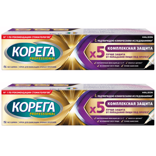 Набор из 2-х уп Корега professional крем для фиксации зубных протезов комплексная защита 40,0