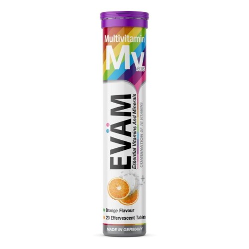 Купить Evam мультивитамины со вкусом апельсина 20 шт. таблетки шипучие массой 4,1 г цена