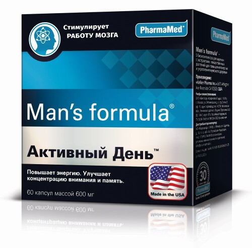 Купить Man s formula активный день 60 шт. капсулы массой 600 мг цена