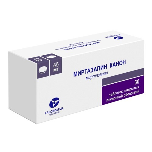 Миртазапин канон 45 мг 30 шт. таблетки, покрытые пленочной оболочкой