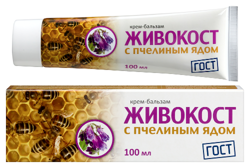 Живокост крем-бальзам для тела разогревающий с пчелиным ядом 100 мл