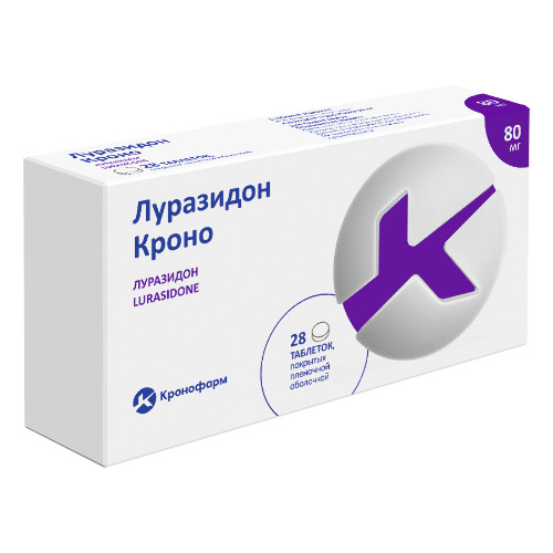 Луразидон Кроно 80 мг 28 шт. таблетки, покрытые пленочной оболочкой
