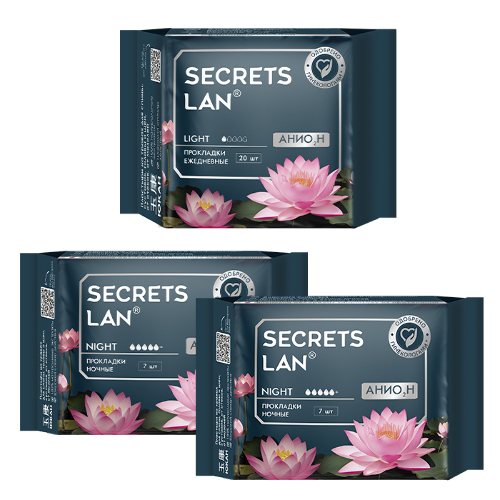 Набор Секреты Лан Анион прокладки женские при обильных выделениях N7 (2 уп.) + прокладки ежедневные N20