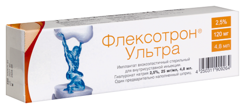 Флексотрон ультра имплантат вязкоэластичный стер для внутрисуставной инъекции гиалуронат натрия 2,5% 25 мг/мл 4,8 мл 1 шт. шприц