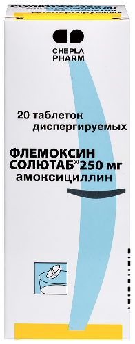 Купить Флемоксин солютаб 250 мг 20 шт. таблетки диспергируемые цена