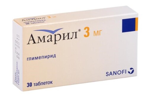 Купить Амарил 3 мг 30 шт. таблетки цена