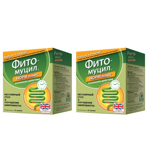 Набор из 2-х упаковок ФИТОМУЦИЛ НОРМ ПЛЮС N25 ПАК ПОР ПО 6,0Г со скидкой 400 рублей