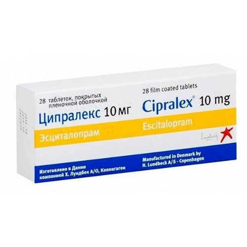 Купить Ципралекс 10 мг 28 шт. таблетки, покрытые пленочной оболочкой цена