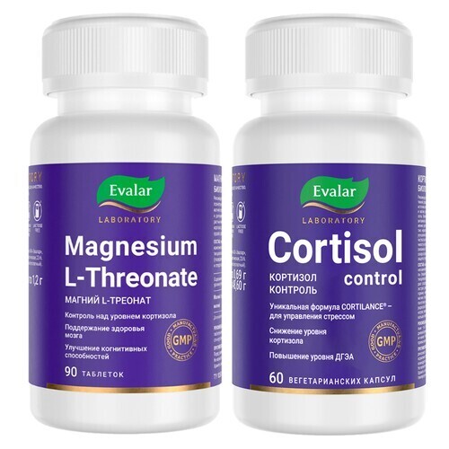Набор МАГНИЯ L-ТРЕОНАТ таблетки 90шт + КОРТИЗОЛ КОНТРОЛЬ капсулы 60шт