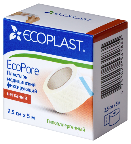 ECOPLAST ПЛАСТЫРЬ ECOPORE МЕДИЦИНСКИЙ ФИКСИРУЮЩИЙ НЕТКАНЫЙ