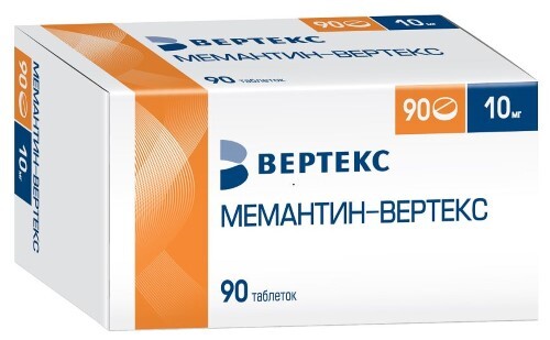 Купить Мемантин-вертекс 10 мг 90 шт. таблетки, покрытые пленочной оболочкой цена