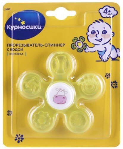 Курносики прорезыватель-спиннер с водой коровка 4+/23097