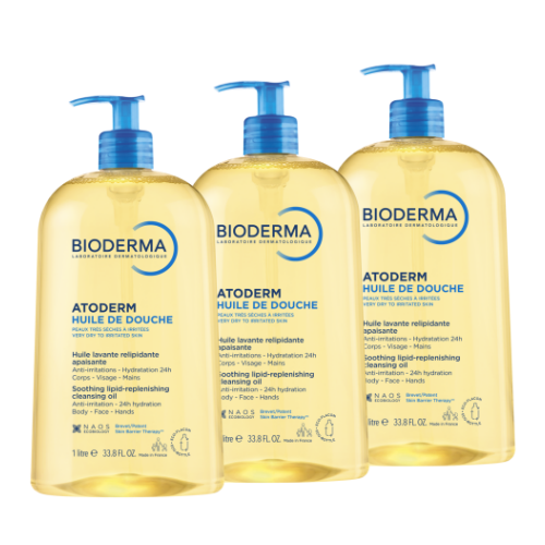 Набор из 3уп BIODERMA Atoderm Масло для душа 1л со скидкой