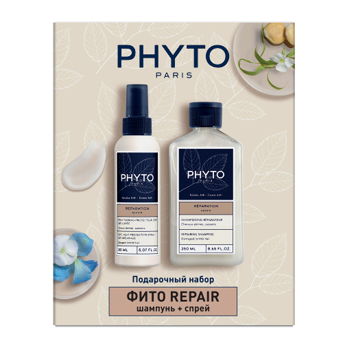 Купить Phyto repair подарочный набор/шампунь для волос восстанавливающий 250 мл+спрей для волос восстанавливающий термозащитный 150 мл/ цена