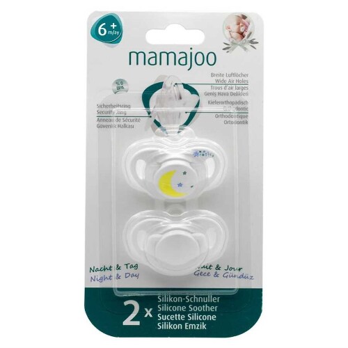 Mamajoo пустышка силиконовая ортодонтическая nigth&day 6+ 2 шт.