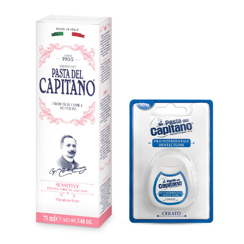 Набор PASTA DEL CAPITANO 1905: з/паста д/чувствительных зубов 75мл + зубная нить 50м - по выгодной цене!