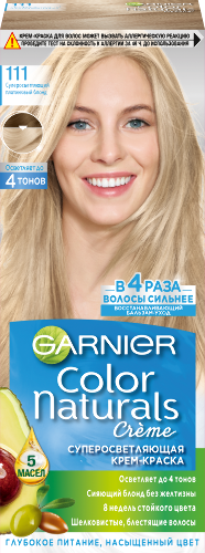 Color naturals крем-краска суперосветляющая в наборе тон 111/суперосветляющий платиновый блонд