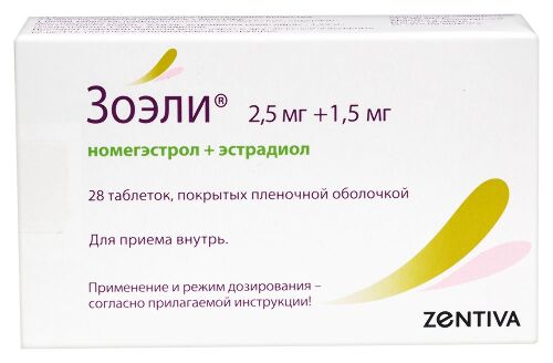 Зоэли 2,5 мг + 1,5 мг 28 шт. таблетки, покрытые пленочной оболочкой