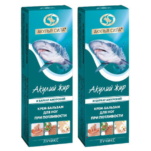 Набор Аптечка Акулья сила: Крем при потливости ног - 2 уп. со скидкой