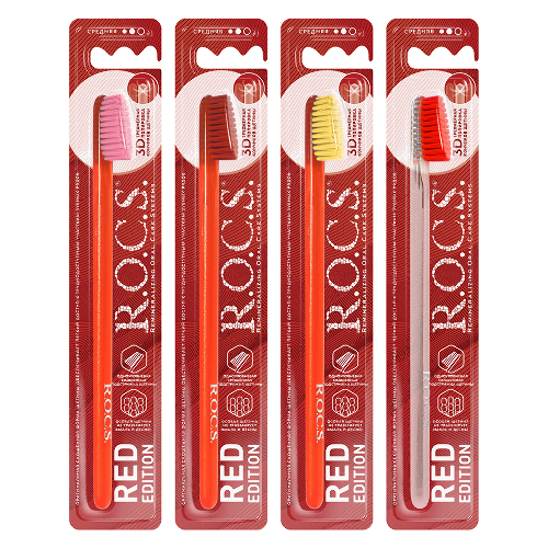 Rocs зубная щетка red edition средняя
