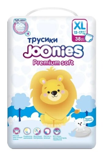 Купить Joonies premium soft подгузники-трусики для детей xl/12-17 кг 38 шт. цена