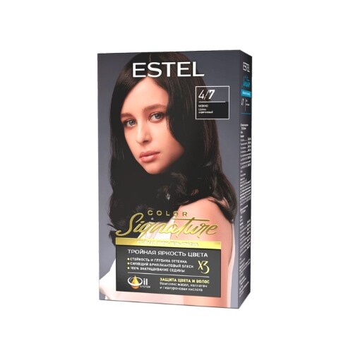 Купить Estel color signature крем-гель краска стойкая для волос в наборе тон 4/7 мокко цена