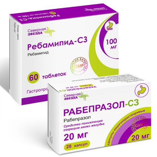 Набор Рабепразол-СЗ капс. 20мг №28 + Ребамипид-СЗ таб. 100мг №60 - по специальной цене