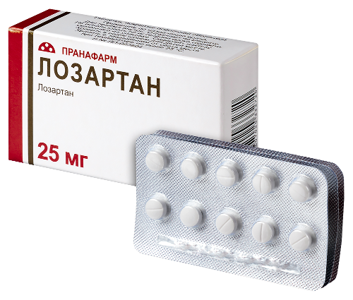 Лозартан 25 мг 30 шт. таблетки, покрытые пленочной оболочкой