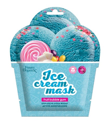 Купить Funny organix fruit bubble gum тканевая маска-мороженое для лица охлаждающая ледяное увлажнение 1 шт. цена