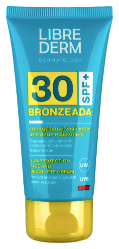 Librederm bronzeada солнцезащитный крем для лица и декольте spf 30 50 мл
