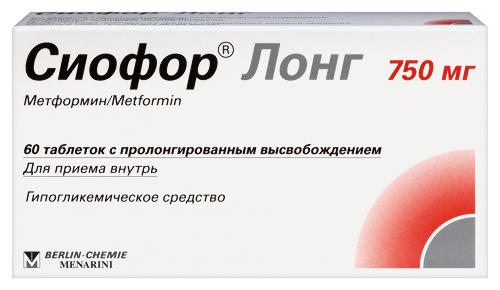 Сиофор лонг 750 мг 60 шт. таблетки с пролонгированным высвобождением